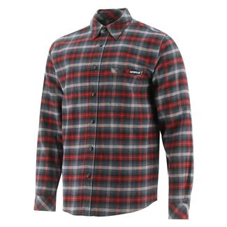 Men's CAT Stretch Flannel Woven Shirt Red / Charcoal