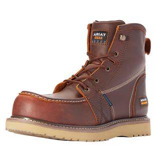 Men's Ariat 6" Rebar Wedge Moc Toe Composite Toe Waterproof Boots Rusted Copper