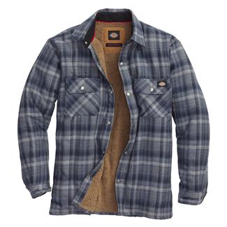 Men's Dickies Sherpa Lined Flannel Hydroshield Shirt Jacket Dark Navy / Dark Denim Plaid