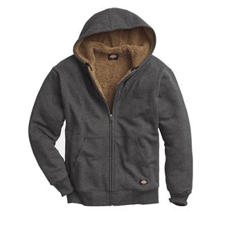 Men's Dickies Sherpa Lined Full Zip Hydroshield Fleece Hoodie Dark Heather Gray