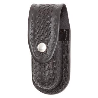 Gould & Goodrich Leather Aerosol Case with Nickel Hardware Basket Weave Black