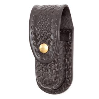 Gould & Goodrich Leather Aerosol Case with Brass Hardware Basket Weave Black