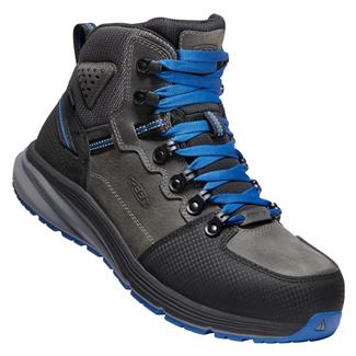 Men's Keen Utility Red Hook Mid Carbon Toe Waterproof Boots Steel Gray / Bright Cobalt