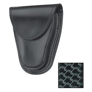 Gould & Goodrich Hinged Handcuff Case with Hidden Snap Basket Weave Black