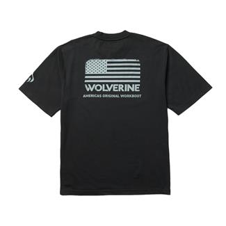 Men's Wolverine Traditional Fit T-Shirt Black Back Flag