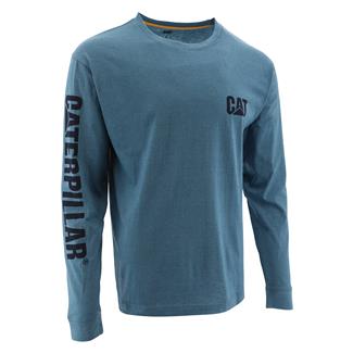 Men's CAT Long Sleeve Trademark Banner T-Shirt Real Teal Heather