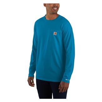 Men's Carhartt Force Relaxed Fit Midweight Long Sleeve Pocket T-Shirt Marine Blue