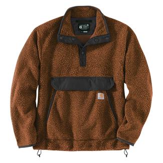 Men's Carhartt Relaxed Fit Fleece Snap Front Jacket - 2 Warmer Rating Burnt Sienna / Black Heather