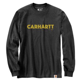 Men's Carhartt Loose Fit Long Sleeve Logo Graphic Pocket T-Shirt Carbon Heather