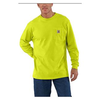 Men's Carhartt Long Sleeve Workwear Pocket T-Shirt Brite Lime