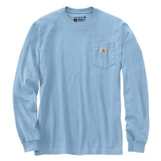 Men's Carhartt Long Sleeve Workwear Pocket T-Shirt Alpine Blue Heather