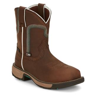 Women's Justin Original Work Boots 8" Waterproof Square Composite Toe Boots Rush Pine Chocolate