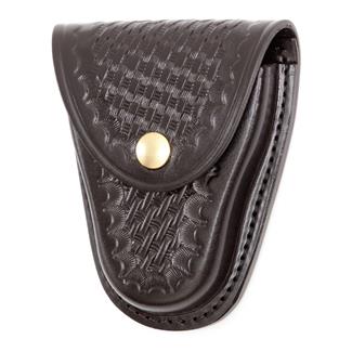 Gould & Goodrich Hinged Handcuff Case with Brass Hardware Basket Weave Black