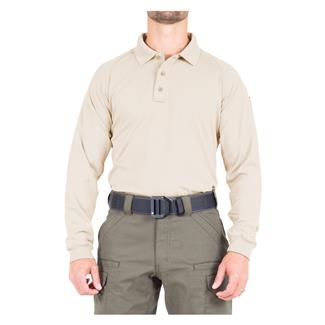 Men's First Tactical Performance Long Sleeve Polo Silver Tan