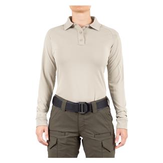 Women's First Tactical Long Sleeve Performance Polo Silver Tan