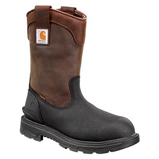 Men's Carhartt 11" Ironwood Wellington 400G Alloy Toe Waterproof Boots Dark Brown / Black