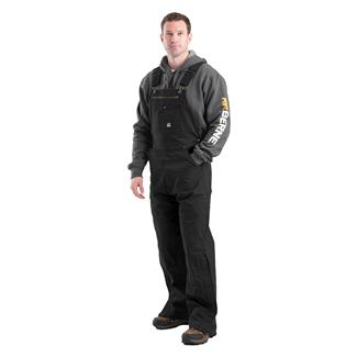 Men's Berne Workwear Unlined Washed Duck Bib Overalls Black