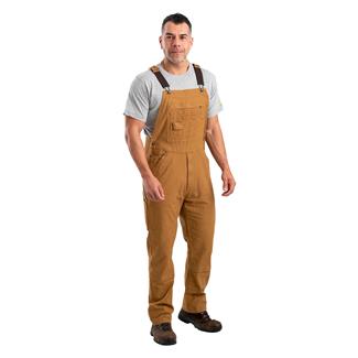Men's Berne Workwear Highland Flex Unlined Duck Bib Overalls Brown Duck