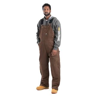 Men's Berne Workwear Heartland Insulated Washed Duck Bib Overalls Bark