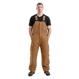 Men's Berne Workwear Original Washed Insulated Bib Overalls Brown Duck