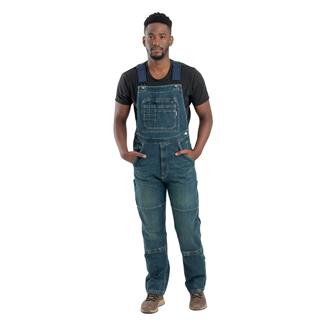 Men's Berne Workwear Highland Unlined Washed Flex Denim Bib Overalls Granite