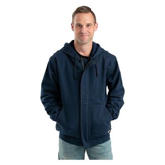 Men's Berne Workwear Flame Resistant Zippered Front NFPA 2112 Hooded Sweatshirt Navy