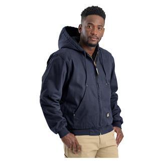 Men's Berne Workwear Original Washed Hooded Jacket - Quilt Lined Navy