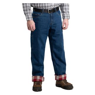 Men's Berne Workwear Heartland Flannel-Lined Denim Dungaree Stone Wash Dark