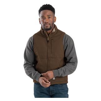 Men's Berne Workwear Heartland Sherpa-Lined Washed Duck Vest Bark