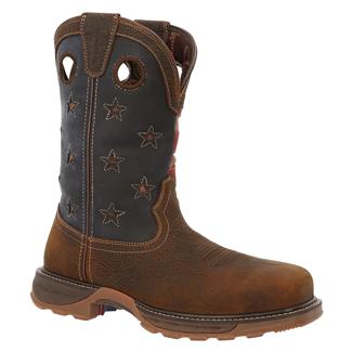 Men's Durango Maverick XP Composite Toe Waterproof Western Work Boots Bark Brown Vintage Flag