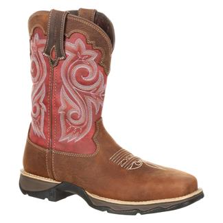 Women's Durango Lady Rebel Composite Toe Waterproof Western Work Boots Briar Brown / Rusty Red