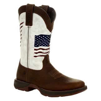 Women's Durango Lady Rebel Distressed Flag Embroidery Western Boots Bay Brown / White