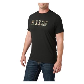 Men's 5.11 Woodland Camo Fill T-Shirt Black
