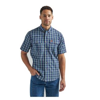 Men's Wrangler Foreman Plaid Shirt Navy / Green
