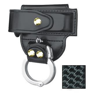 Gould & Goodrich Mag Case/ Cuff Holder with Brass Hardware Basket Weave Black