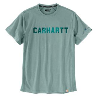 Men's Carhartt Force Midweight Block Logo Graphic T-Shirt Blue Surf