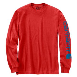 Men's Carhartt Loose Fit Heavyweight Long Sleeve Logo T-Shirt Fire Red Heather