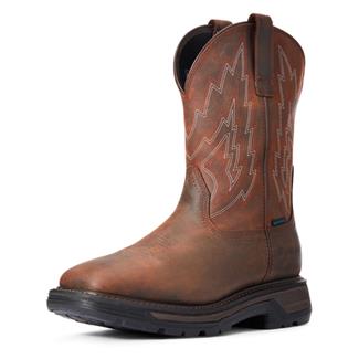 Men's Ariat Big Rig Wide Square Toe H2O Waterproof Boots Dark Brown / Distressed Brown