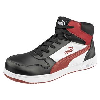 Men's Puma Safety Frontcourt MID Composite Toe Boots Black / White / Red