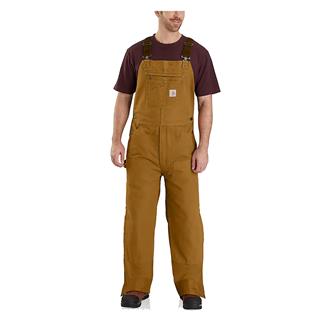 Men's Carhartt Insulated Relaxed Fit Duck 3 Warmest Rating Bib Overalls Brown