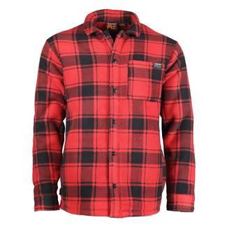 Men's Timberland PRO Gritman Check Heavyweight Fleece Shirt Jacket Chili Pepper Tartan