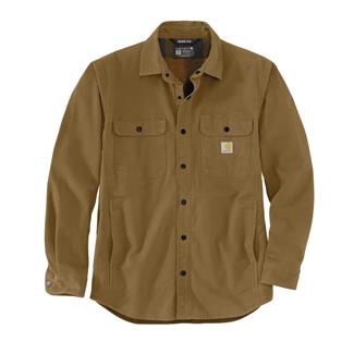Men's Carhartt Rugged Flex Relaxed Fit Canvas Fleece-Lined Shirt Jac Oak Brown