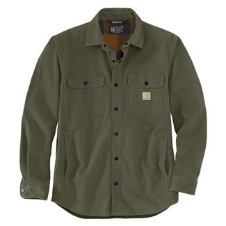 Men's Carhartt Rugged Flex Relaxed Fit Canvas Fleece-Lined Shirt Jac Basil