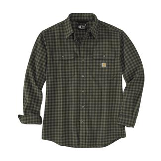 Men's Carhartt Loose Fit Heavyweight Flannel Long-Sleeve Plaid Shirt Basil