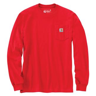 Men's Carhartt Long Sleeve Workwear Pocket T-Shirt Fire Red Heather
