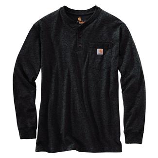 Men's Carhartt Long Sleeve Loose Fit Heavyweight Pocket Henley T-Shirt Carbon Heather