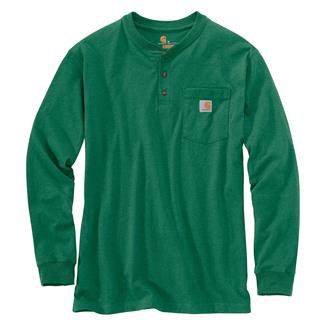 Men's Carhartt Long Sleeve Loose Fit Heavyweight Pocket Henley T-Shirt North Woods Heather