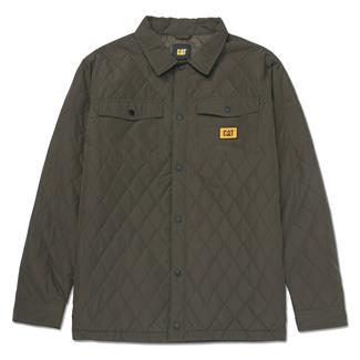 Men's CAT Quilted Ripstop Shirt Jacket Army Moss
