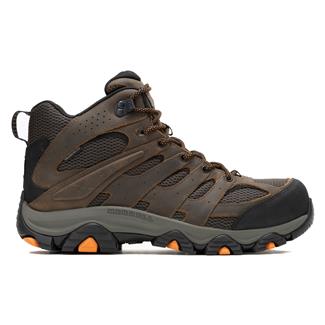 Men's Merrell Work Moab Vertex 2 Mid Waterproof Composite Toe Boots Earth