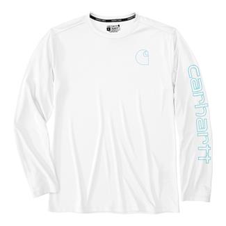 Men's Carhartt Force Sun Defender Lightweight Long-Sleeve Logo Graphic T-Shirt White